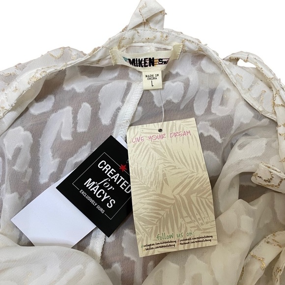 MIKEN White Lurex Animal-Print Midi Swim Cover-Up Dress - Picture 3 of 6